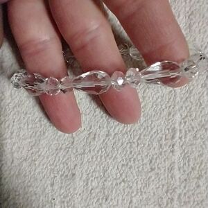 Clear beaded faceted stretch bracelet